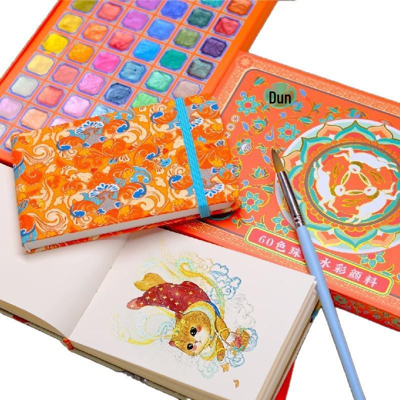 Feile Bird 60-Farben Dunhuang schillernde perlmuttfarbene Aquarell-Geschenkbox für chinesische & Thangka Goldlinienmalerei