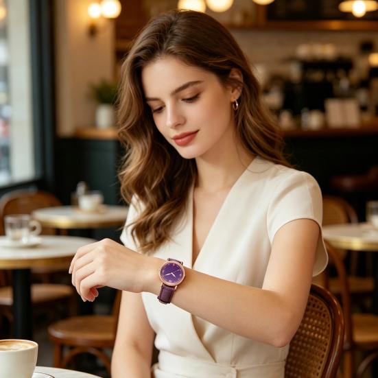 Women Faux Leather Strap Watch Luminous Round Dial Analog Watch Minimalist Ladies Casual Formal Wristwatch Gifts for Her