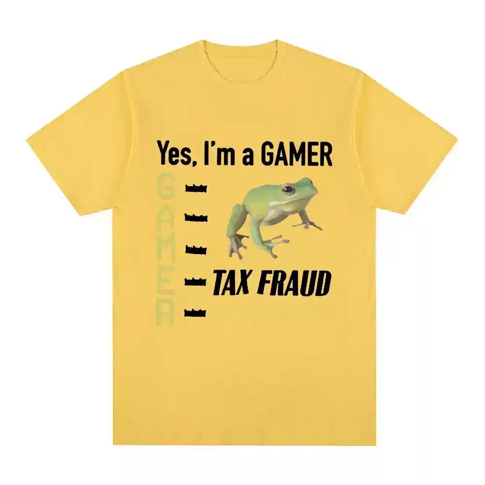 Tax Fraud Gamer Funny Frog Meme T Shirt Unisex Women Fashion Hip Hop Vintage Tshirt Casual Loose Short Sleeve Tshirts Tops