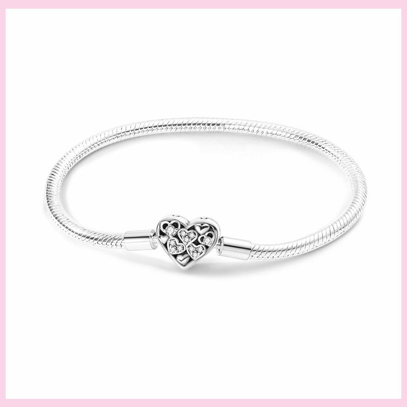 925 Sterling Silver Bracelet Star Moon Blue Eyes Zircon Heart Safety Chain Bracelets Snake Bone Chain Fit DIY Charms Jewelry
