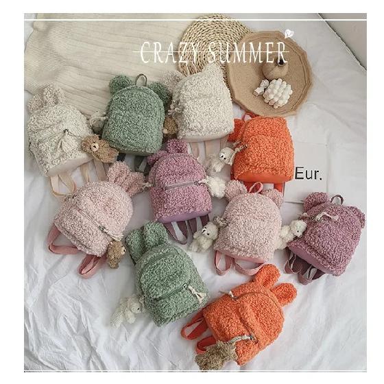 Children Backpack Students Class Bags for Girls Winter Cute Cartoon Plush Backpack Mother Kids Little Bear Bag Mochila Infantil