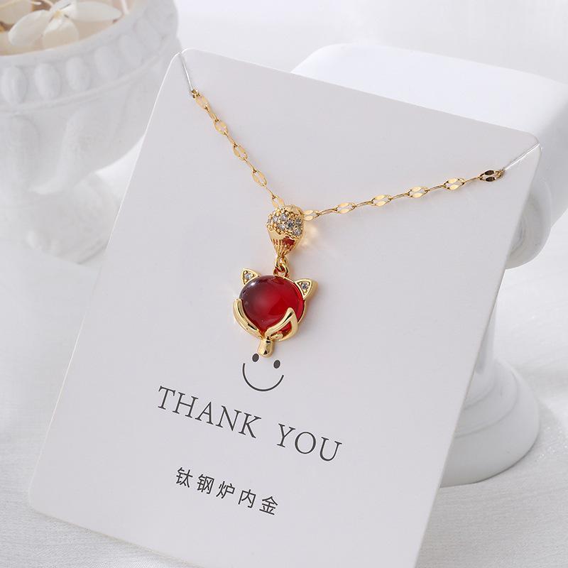 Versatile Luxury Titanium Steel Necklace with a Colorfast Pendant - Simple Niche Design Clavicle Chain for Women.