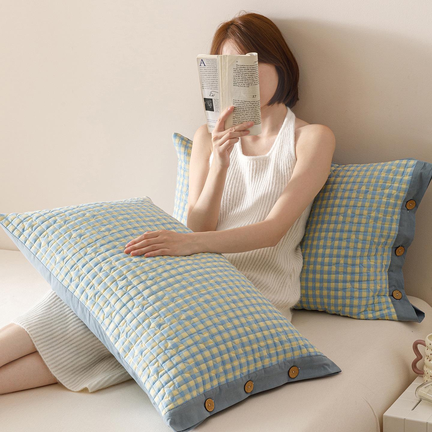 

Class A Pure Cotton Quilted Pillowcase Set - Thick, All-Cotton Buttoned Covers (48x74 cm) 48x74 cm / Single Pillowcase
