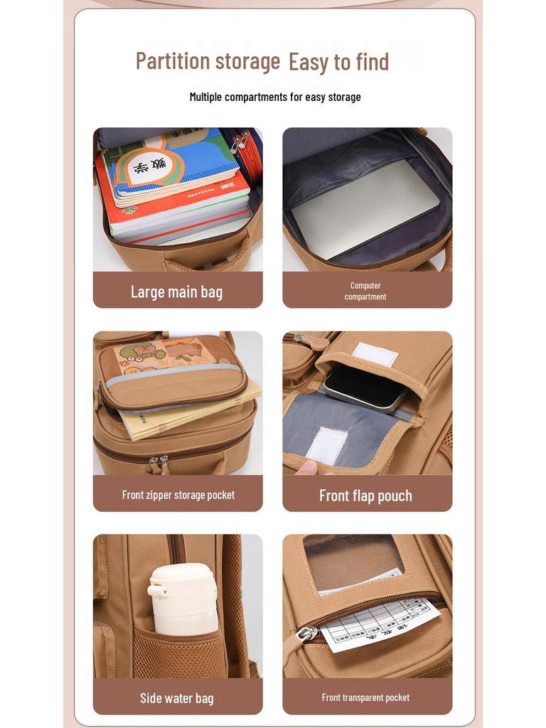 Capibara Ryggbeskyttelsesryggsekk for Barn i Barneskolen (1-6 klassetrinn) - Anime Tegneseriedesign