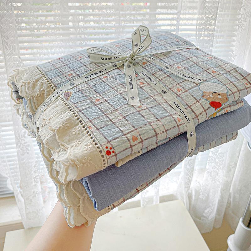 Ins Princess Bedding Set Floral Duvet Cover Set Flat Sheets Set Single Twin Double Size Bed Linen Set Back To School Season