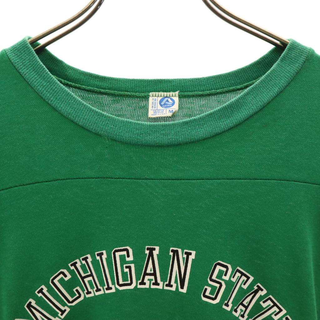 ARTEX 70er 80er Jahre Hergestellt in den USA Vintage NCAA Michigan State Spartans Kurzarm American Football T-Shirt Herren Gebraucht