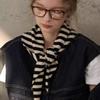 Versatile Striped Wool Knitted Triangle Scarf Women Fashion Wool Scarf Shawl Winter Warm Soft Knitted Hood Scarf Shawl Neck Wrap