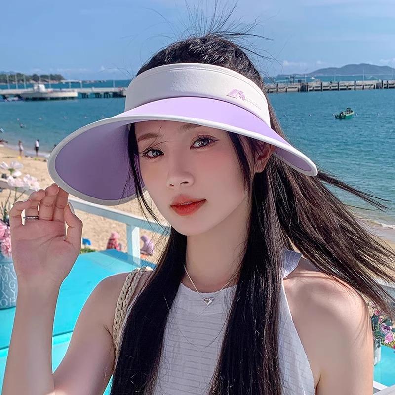 

Шляпа от солнца с широкими полями и открытым верхом, женская летняя новинка, уличная шляпа от солнца с защитой от УФ-лучей, шляпа от солнца для велоспорта one size fits all фиолетовый