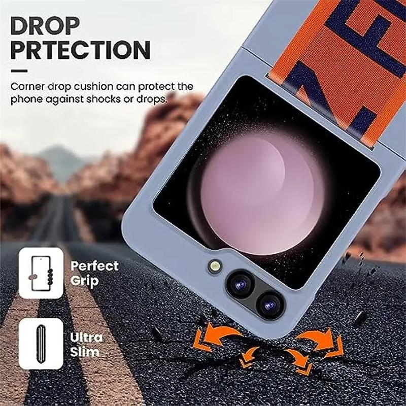 Luxury Wrist Strap Ring Holder Case for Samsung Z Flip 6 5 3 4 5G Slim Matte Shockproof Hand Chain Band Cover For Galaxy ZFlip 5