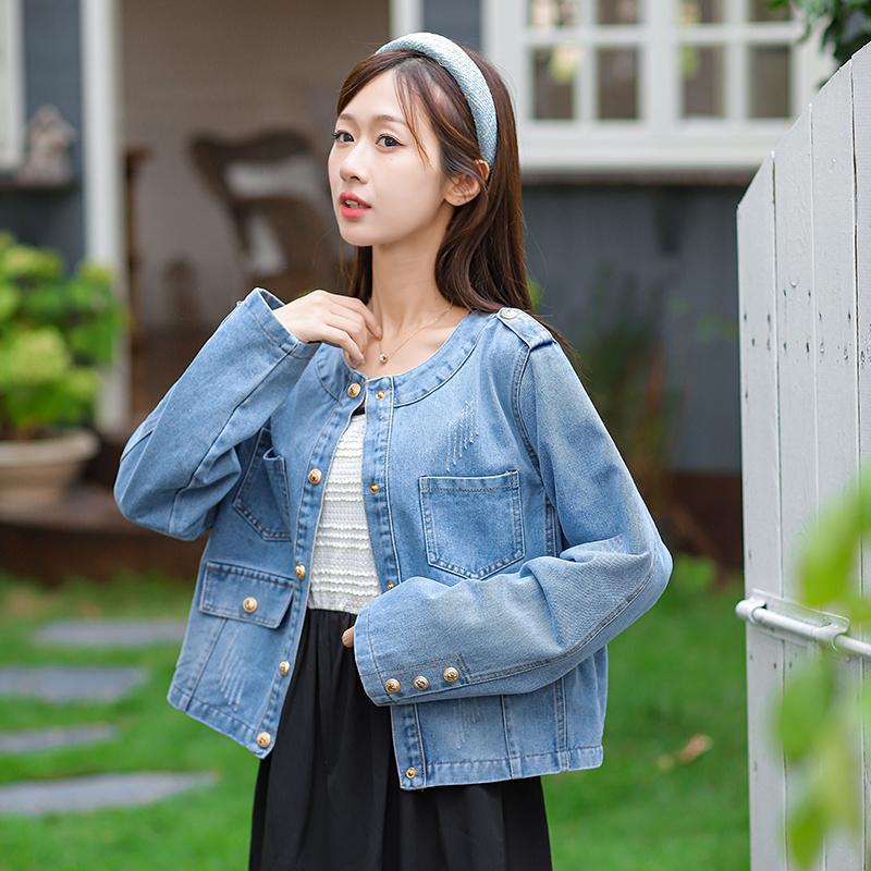 Vintage stil denimjakke for kvinner med Hong Kong vinddesign Coat