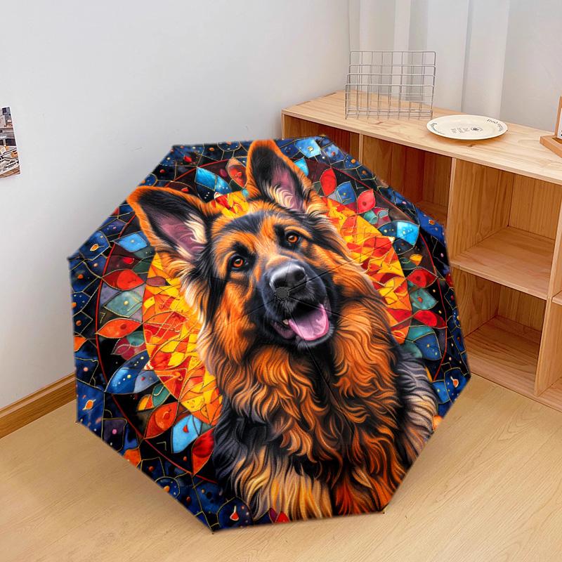 Moonlit Floral Dog Portrait Automatic Umbrella - Suitable Travel Outdoor Portable Umbrella Birthday Gift Daily Essentials