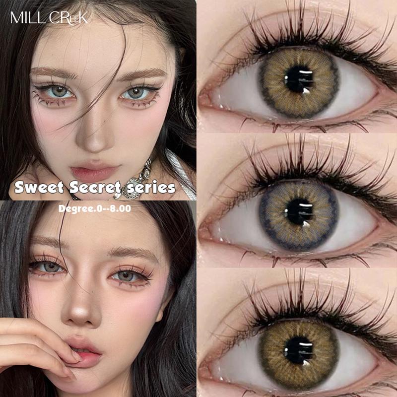

Контактные линзы Mill Creek Sweet Secret Color с гибридной радужной оболочкой 14,5 мм, синие/серые/коричневые, годовые контактные линзы 0 синий