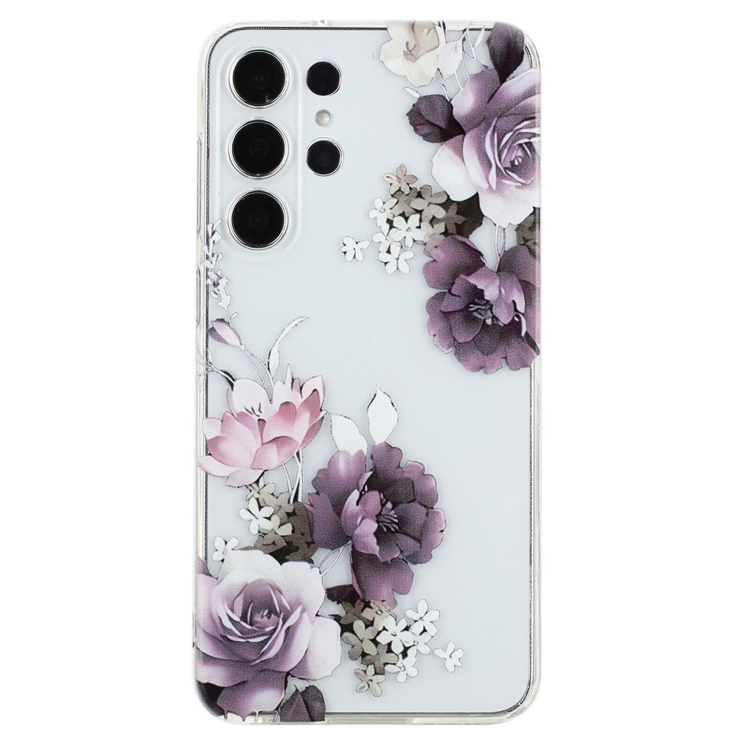 

For Samsung Galaxy S23 Ultra TPU Case Camera Lens Protection Slim Pattern Phone Cover Peony