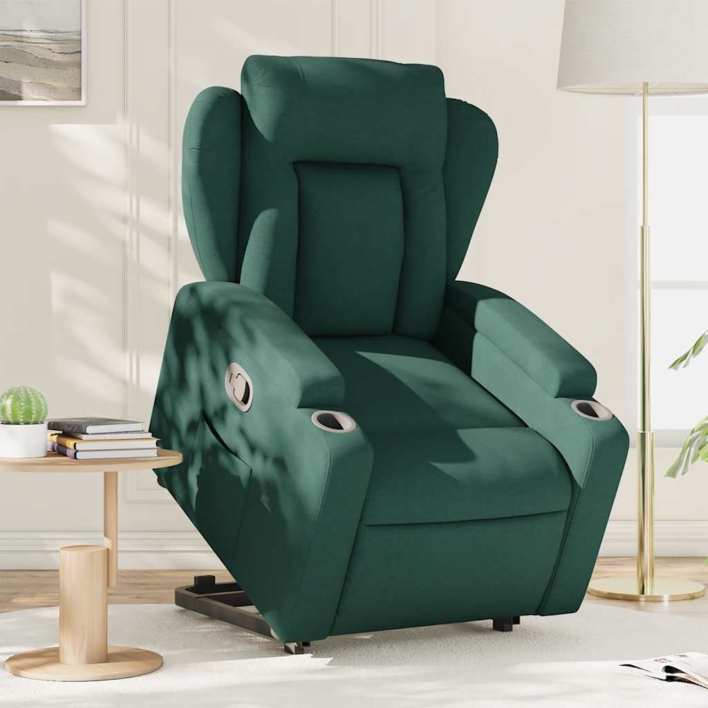 Recliner with Rising Function Dark Green Fabric