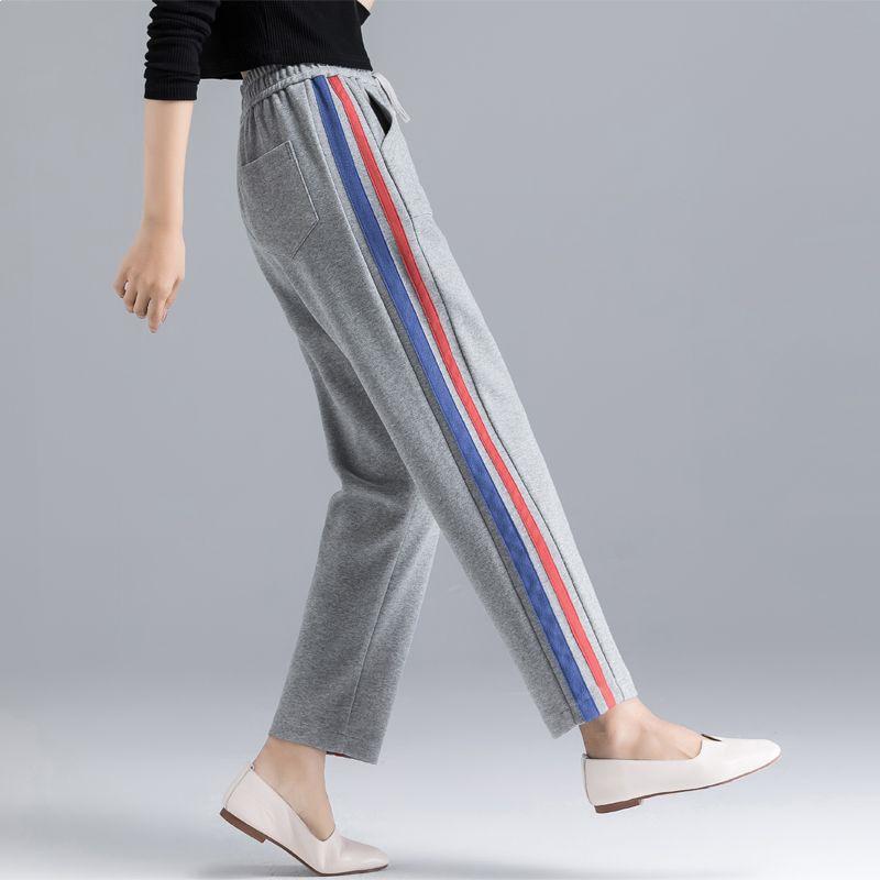 

Spring 2026 Women s Striped High Waist Harem Sweatpants M (85-105 jin) светло-серый