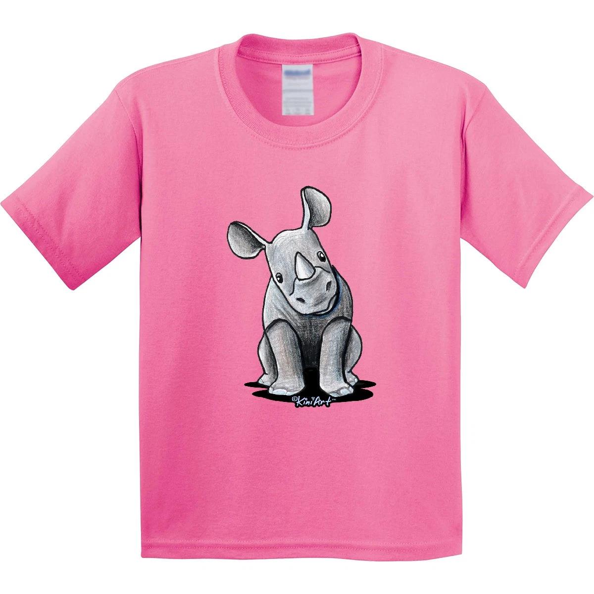Inktastic Curious Rhinos Youth T-Shirt - KiniArt Rhino Rhinoceros Art Cartoon 100
