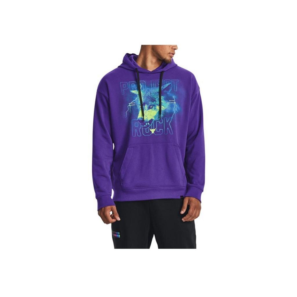 Under Armour Johnson Series Letter Print High Weight Cotton Sports Hoodie Men hoodies Purple 1380152-583