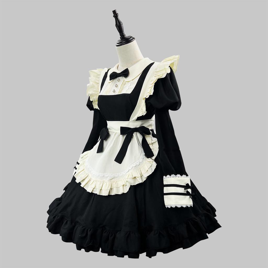 Lolita Japanese-Style Black Lace Maid Dress
