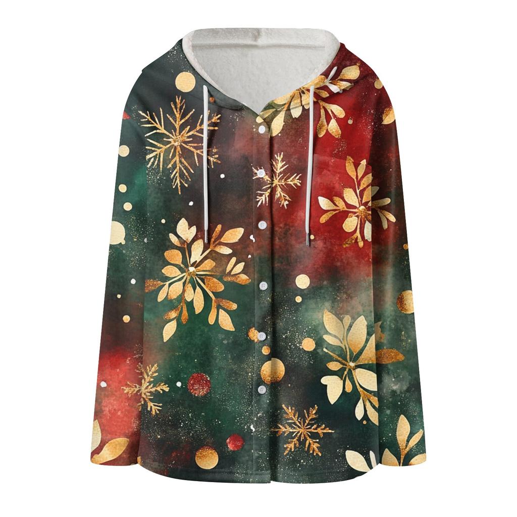 Mikiny pro ženy Zimní zateplená mikina Bunda se stahovací šňůrkou a potiskem s kapucí