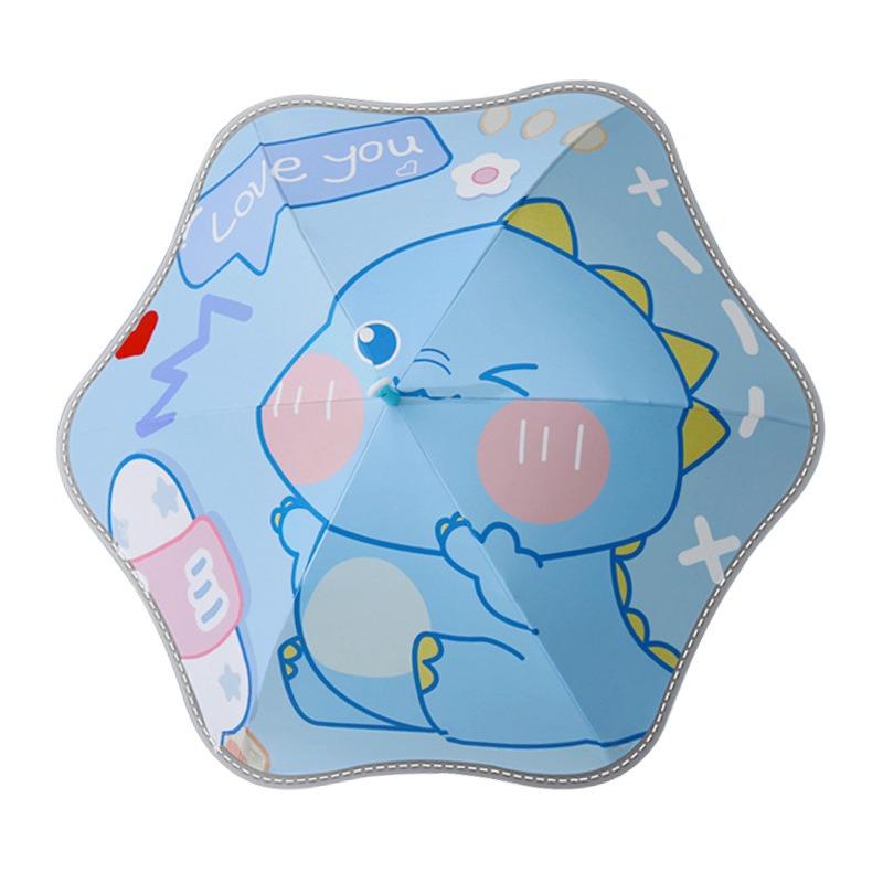 Children's umbrella girl cartoon rounded corner anti-puncture safety straight pole kindergarten boys and girls long handle rain umbrella