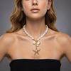 Fashion Irregular Imitation Pearls Shell Necklace for Women Exaggerated Metal Starfish Pendant Necklace Bohemian Jewelry Gifts