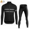 Winter Thermal Cycling Jersey Set Men's Breathable Long Sleeve Bike Shirt Bib Pants Mountain Bike Clothing for Men Riding