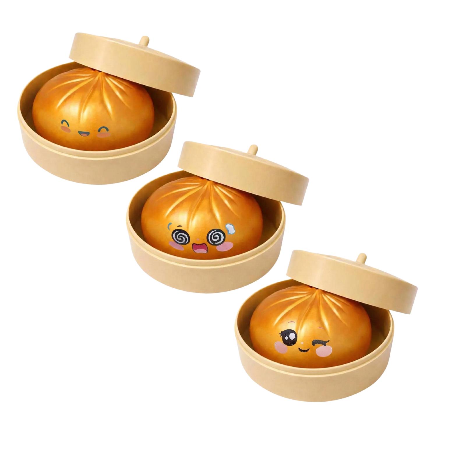 

3PCPrank Stress Relief Bun Toy Realistic Steamer Toy One Size