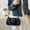 Schlichte Retro-Unterarmtasche, modischer Trend, lässige Schultertasche, Canvas, lässige Textur, Umhängetasche für Damen