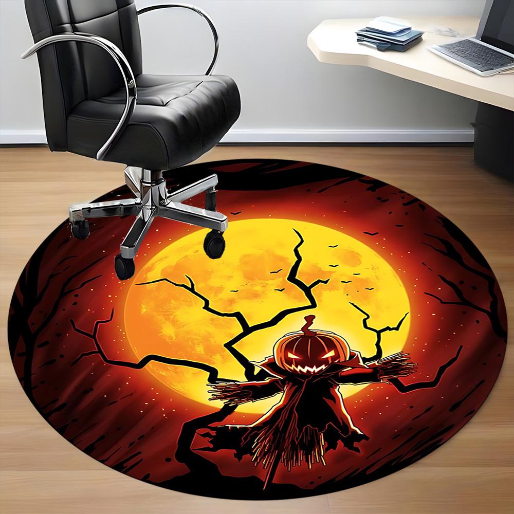 1pc Pumpkin Moon Office Round Area Rug, Under Office Chairs Bedroom Living Room Home Decor, Room Deco, Available In Various Sizes 197