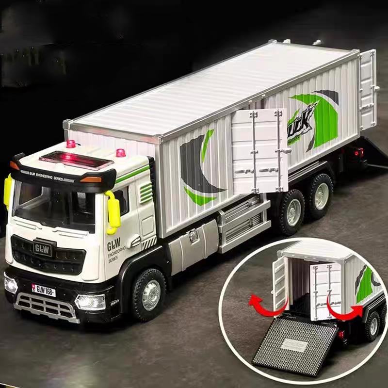 1:40 City Container Truck Sound and Light Model Transporter Car Play Vehicle Alloy+Plastic Diecast Toys Children Collection Gift