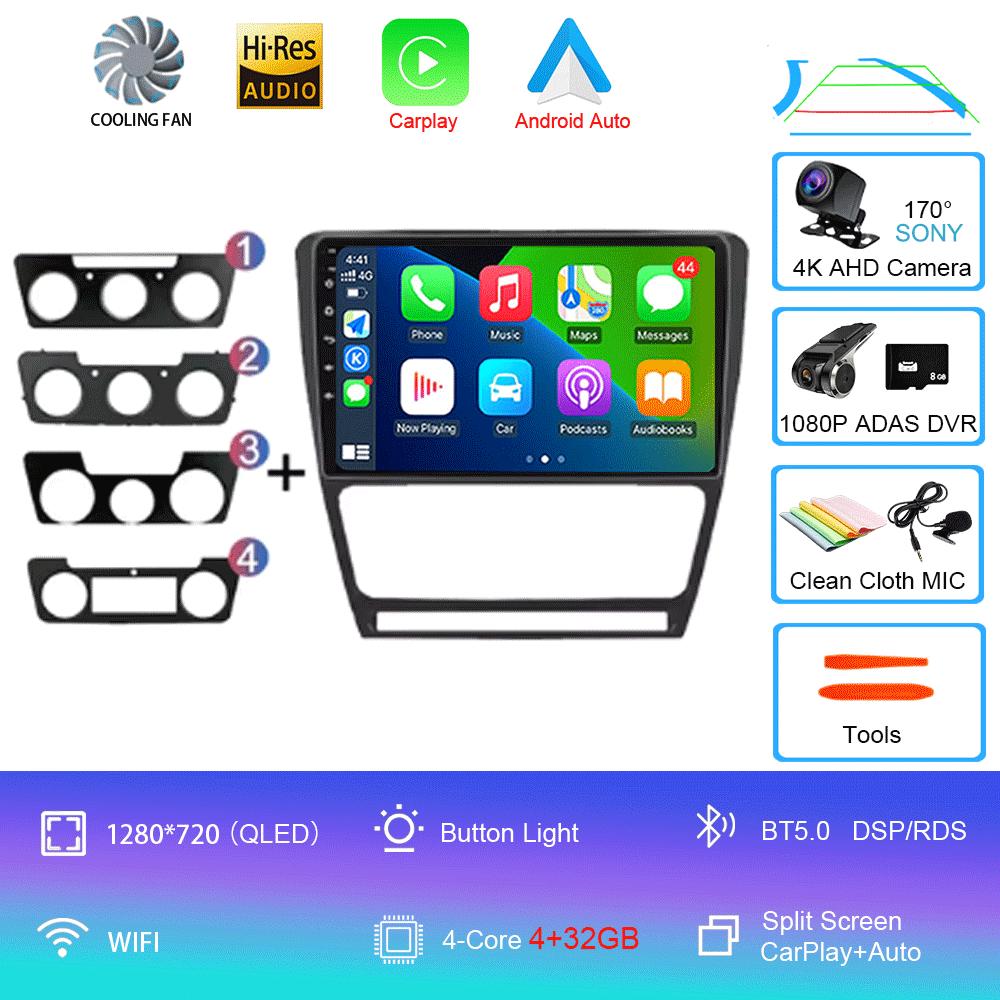 Android 14 Car Radio for Skoda Octavia 2 A5 2004 - 2013 Multimedia Video Player Navigation Stereo DVD Carplay Audio Head Unit