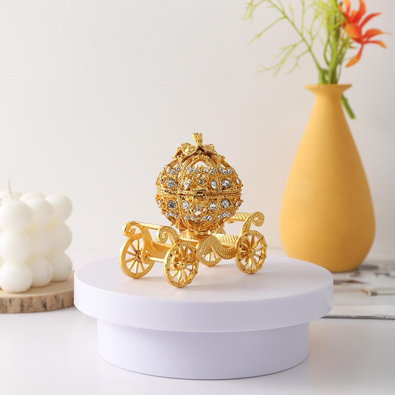 European Halloween Pumpkin Carriage Decorative Ornament - Enamel Color Metal Figurine