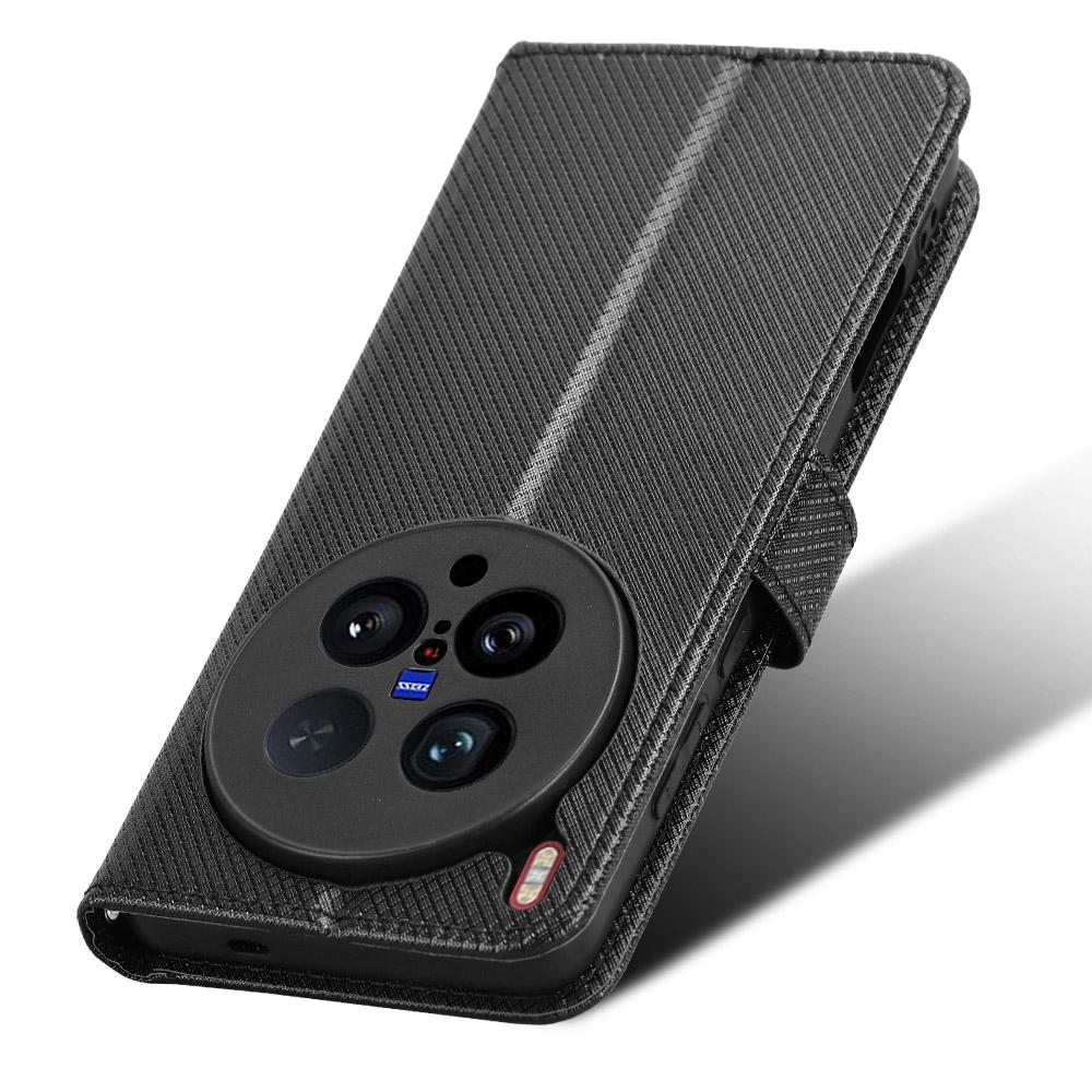 For Vivo X200 Ultra 5G Leather Wallet Case with Strap Diamond Texture Phone Cover