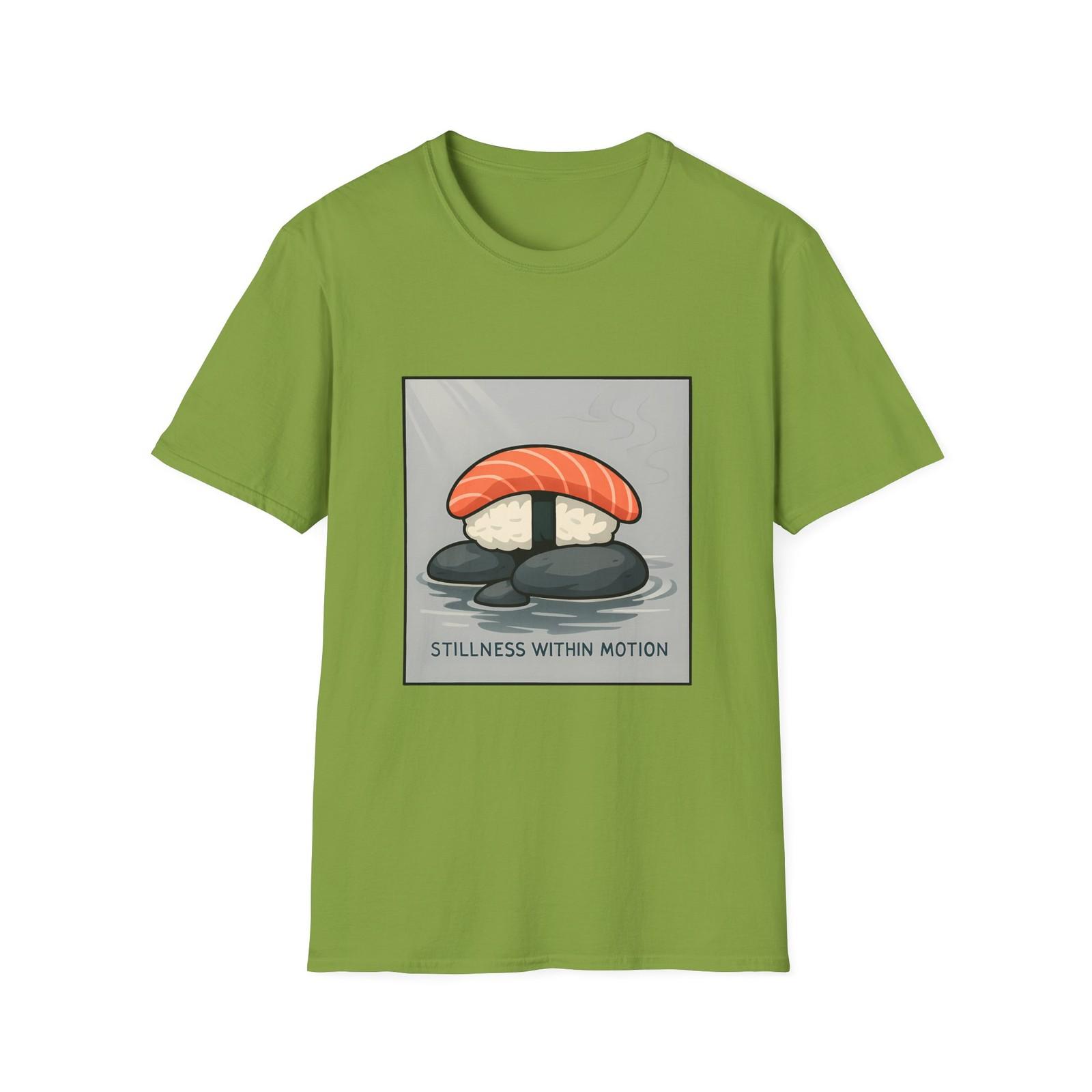 Unisex Softstyle T-Shirt Mens Womens Tees Top Zen Sushi Stillness Within Motion Salmon Nigiri  Calm 3XL