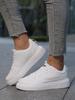Women's Lightweight White Casual Sneakers - Fashionable Low-Top Lace-Up Shoes, Comfortable Eva Soles, Suitable for All Seasons, Pu Upper Material