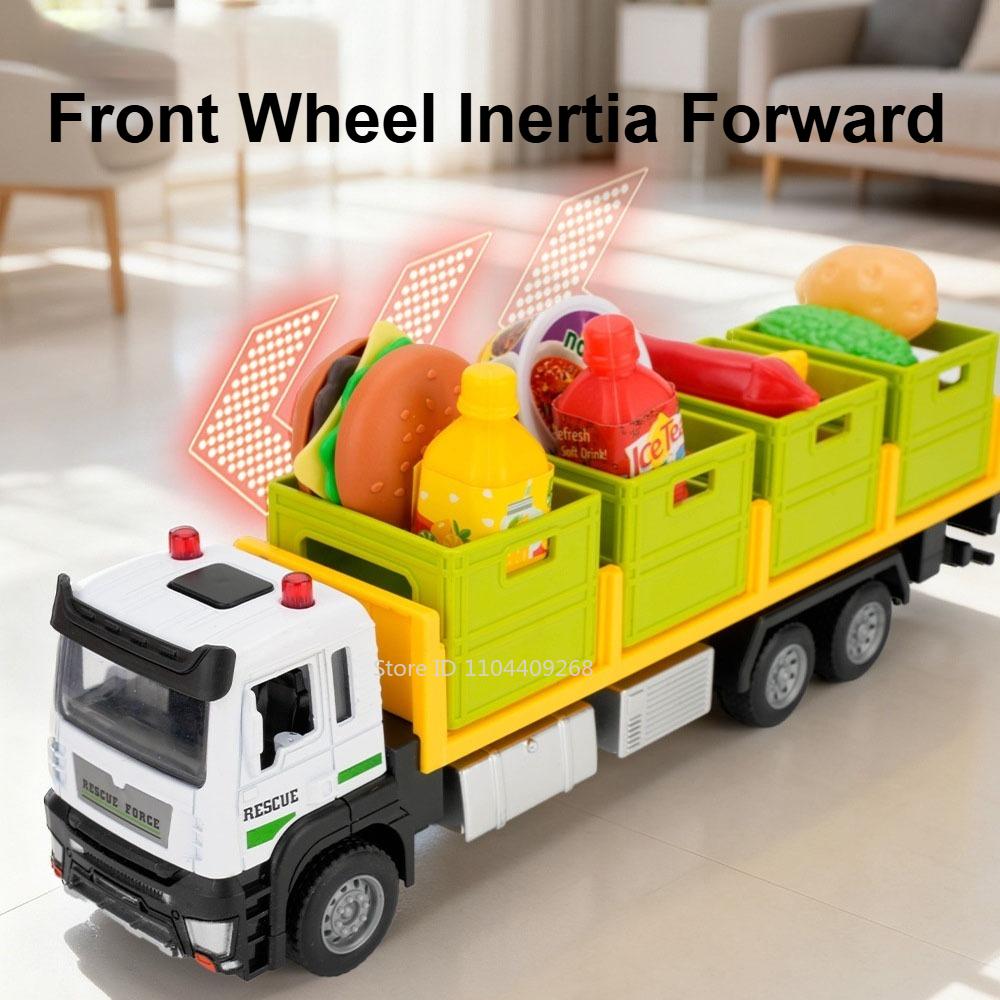1:32 Scale Fruit and Vegetable Cart Muck Transport Car Model Toy Alloy Body Rubber Tires Vehicle Models Kids Birthday Presents