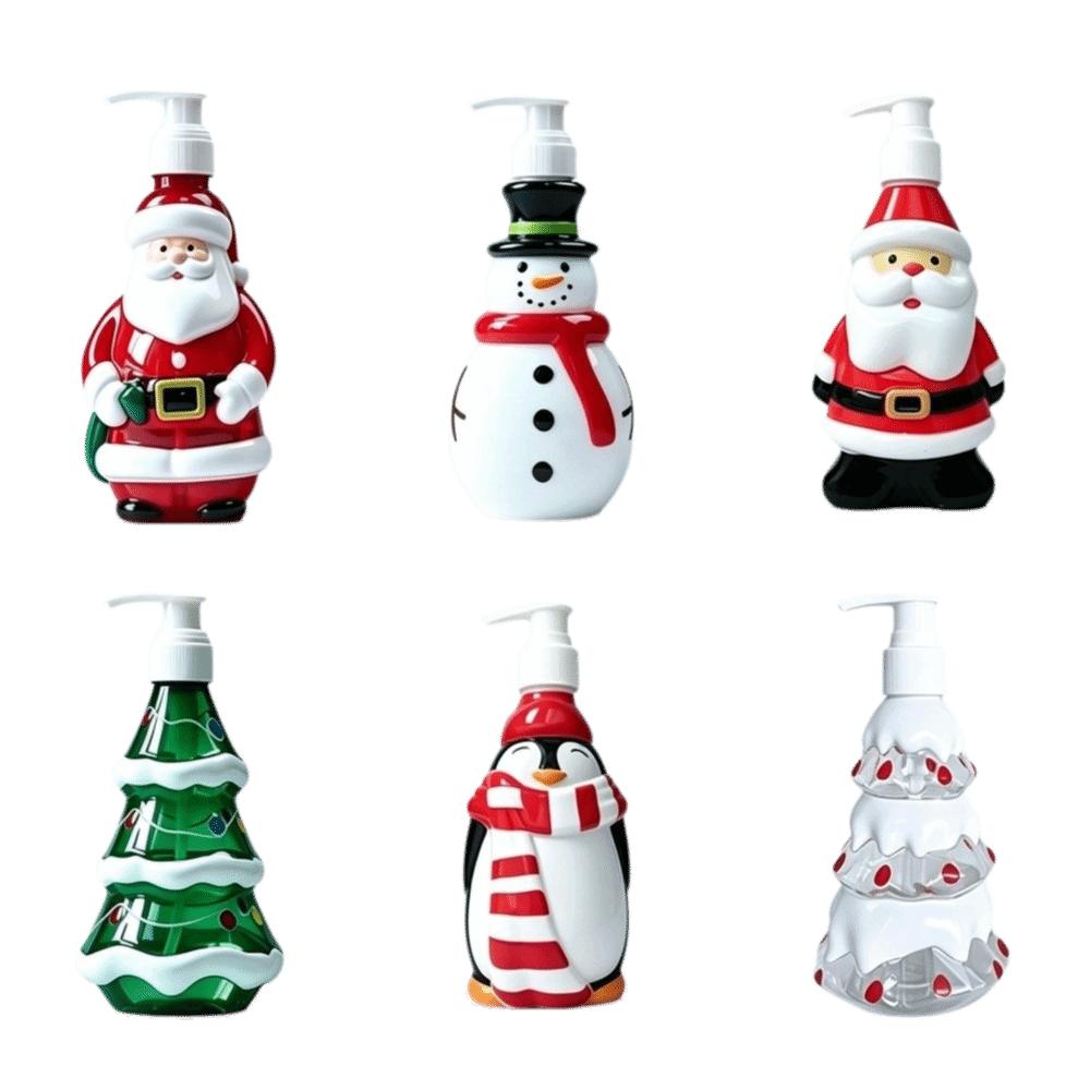 Santa Claus Christmas Pump Bottle 300ml Soap Pump Dispensers Novelty Cosmetic Container Travel