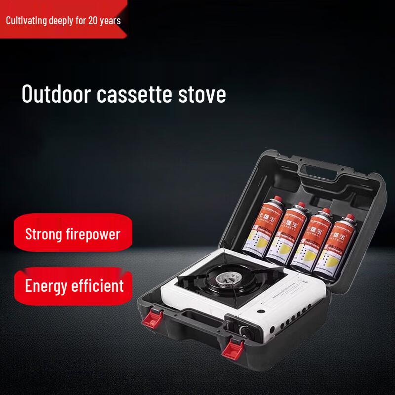 Beifu Portable Camping Cassette Gas Stove with 4 Canisters