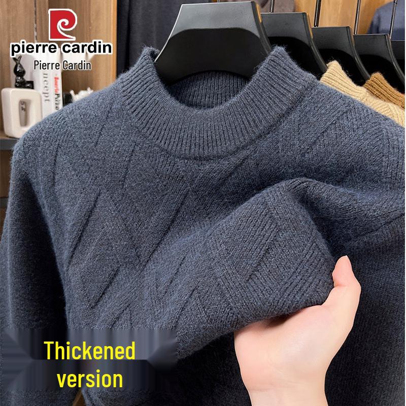 Pierre Cardin Men's Thickened Semi-High Collar Winter Knit Sweater