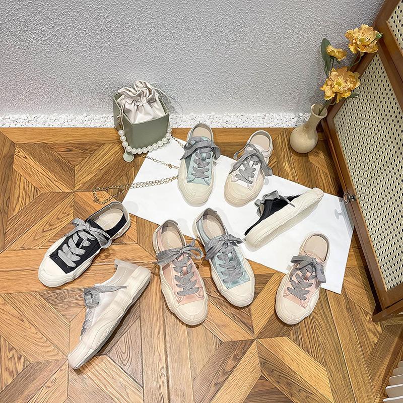 Fashion Half Slippers Woman Silk Breathable Shoes Women Thick Sole Casual Shoes Sneakers Shoes for Women 2025 Zapatos De Mujer