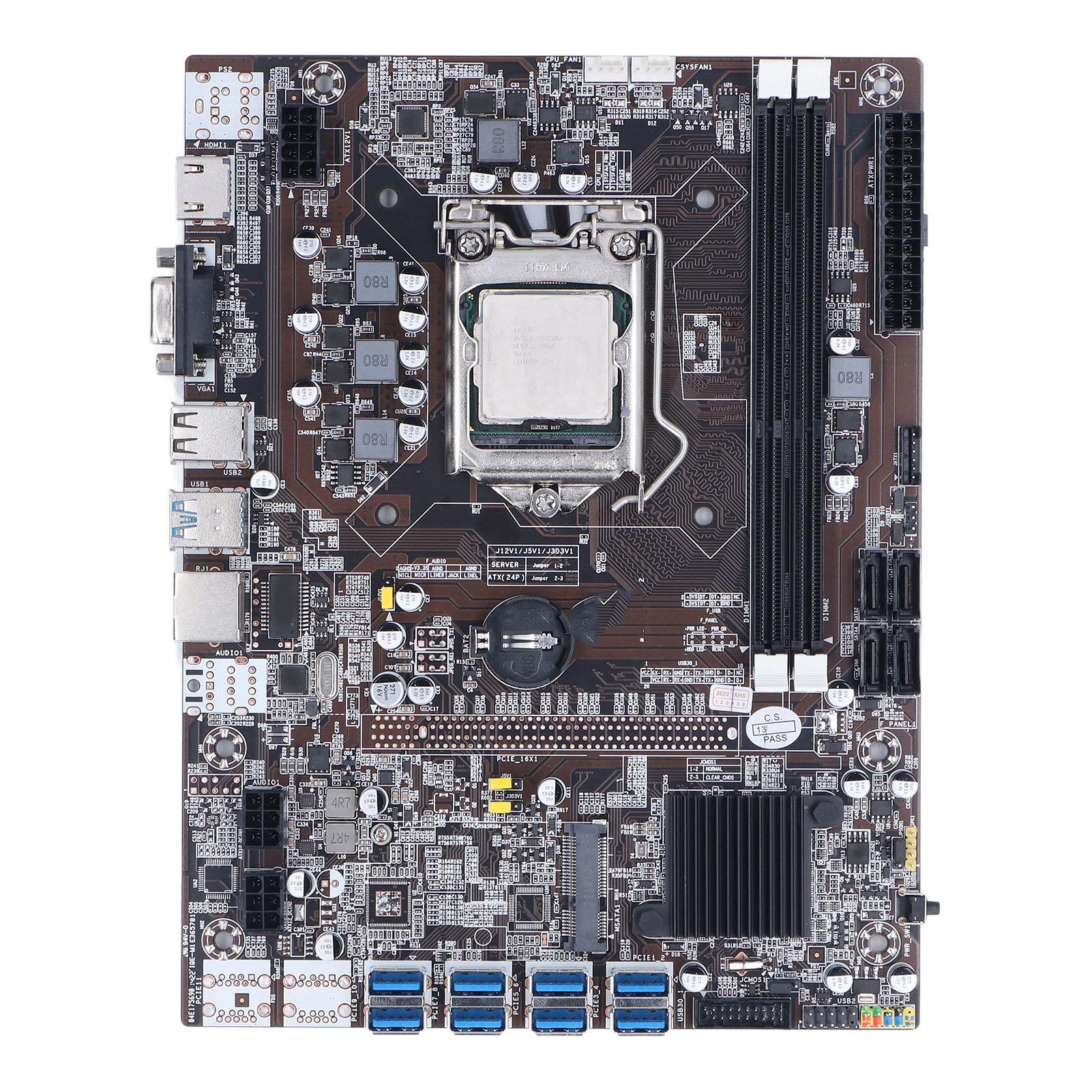 

Материнська плата для майнінгу DDR3 LGA 1155 8 USB3.0 3-фазне живлення Материнська плата B75 для майнінгу з двоядерним процесором
