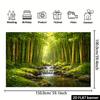 Zielony Las Bambusowy Strumień Natura Gobelin Zen Krajobraz Wiszący na Ścianę Wystrój Studio Jogi Spokojny Widok Tkanina Plakat Sztuka 2D Płaski