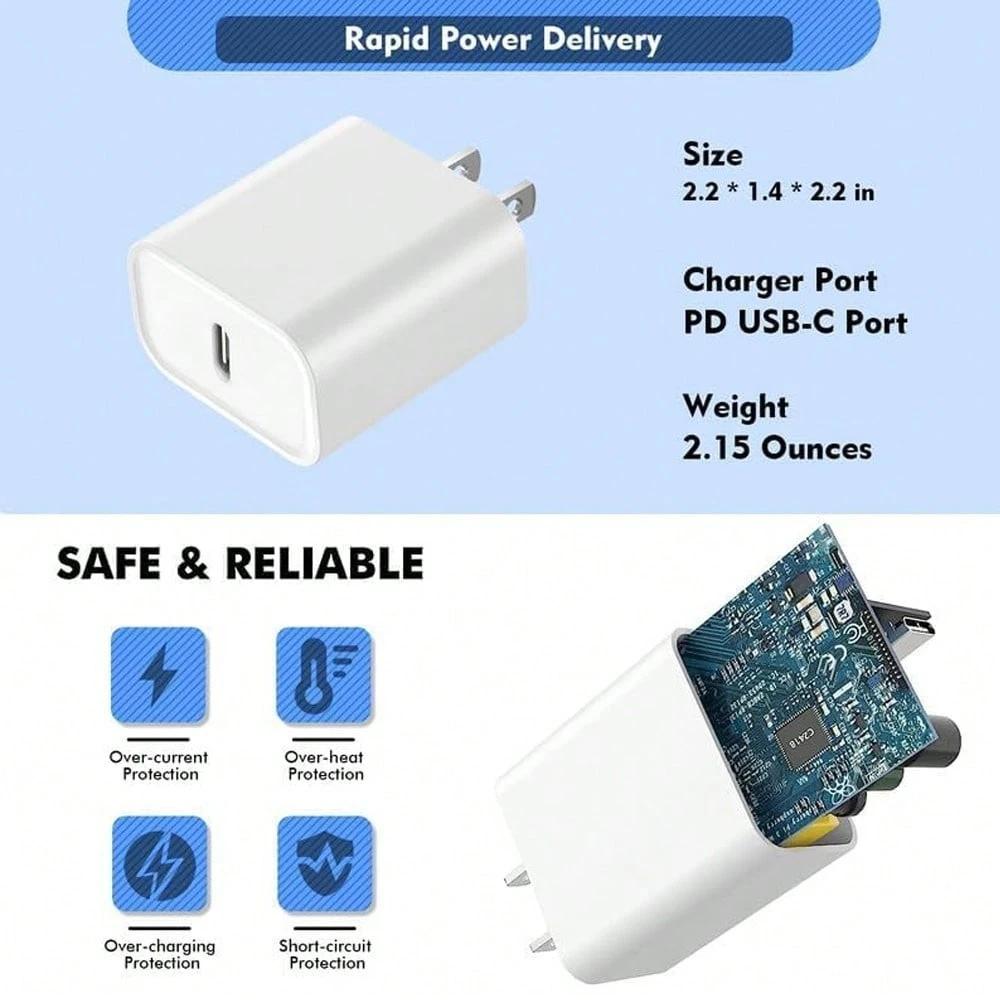 PD 20W Fast Charger For iPhone 16 15Pro Max Plus Fast Charging Cable For Apple iPhone Charger Plug Phone Accessory