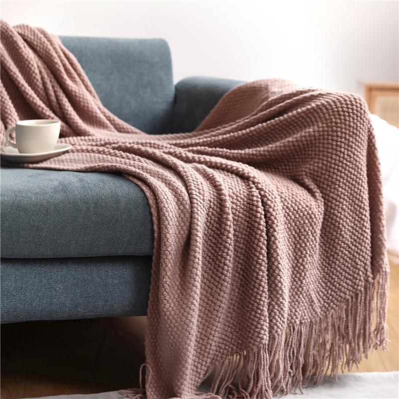 Thickened Solid Color Pineapple Plaid Tassels Blanket Sofa Cover Aircraft Blanket Air Conditioning Blanket Dustproof Cover Cloth