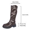 Fashion 2025 Winter Fashion Women's Knight Boots British Style Platform Knee High Boots Woman Rivet Decor PU Leather Motorcycle Booties
