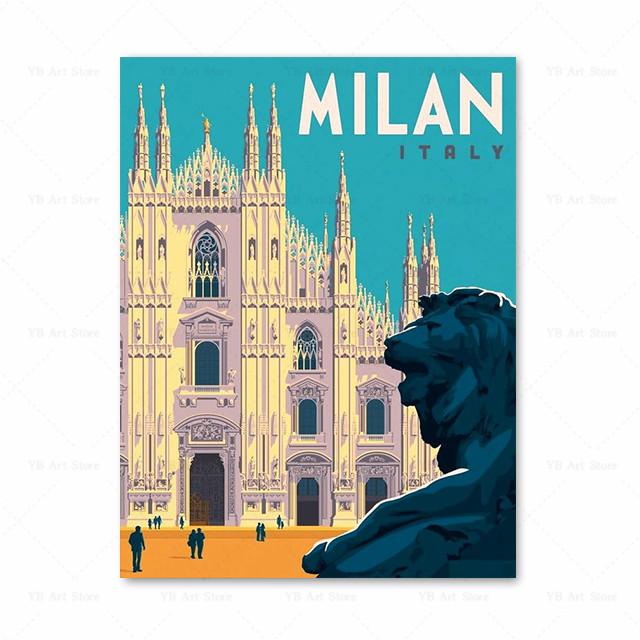 France Strasbourg Paris Marseille Milan Italy Travel Poster Canvas Painting Greece Wall Art Home Decor Living Room Decor As Gift