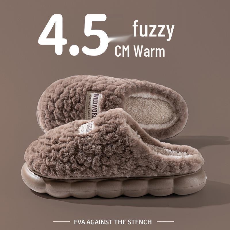Pánské a dámské teplé, protiskluzové, plyšové bavlněné pantofle se silnou podrážkou na podzim/zimu