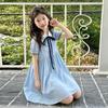 Girls' Sweet Korean-Style Summer Dress with Embroidered Collar