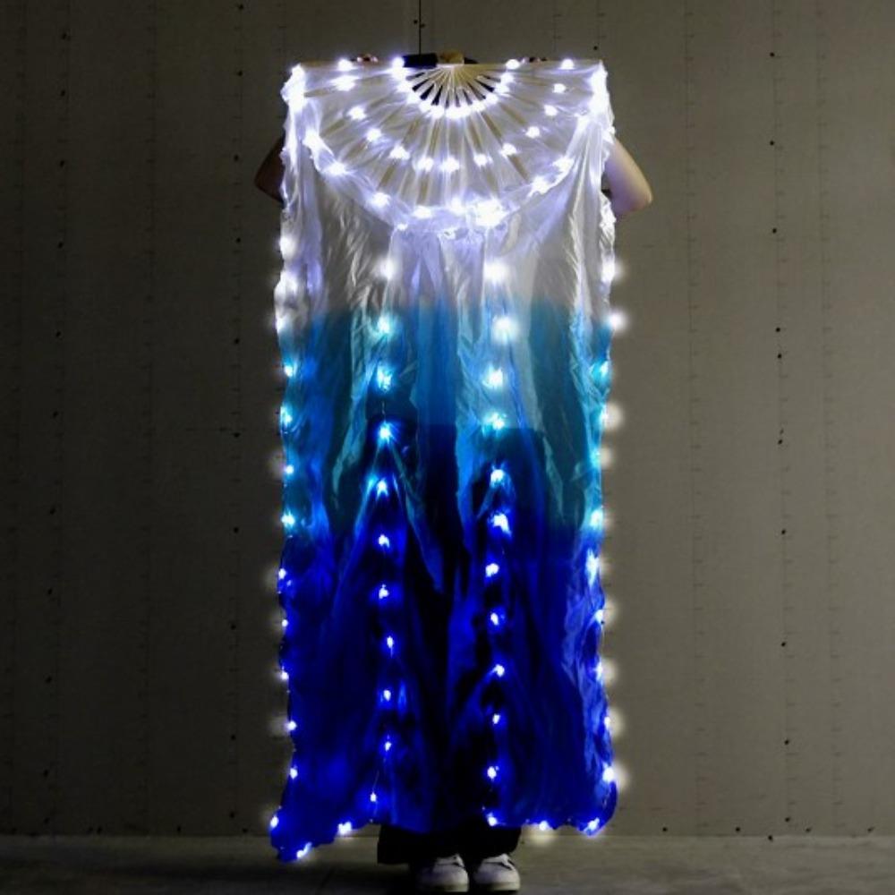 Evantai lung din mătase cu LED-uri imitație de raion, 1,5 m, pentru dansatori, practică, accesorii de dans