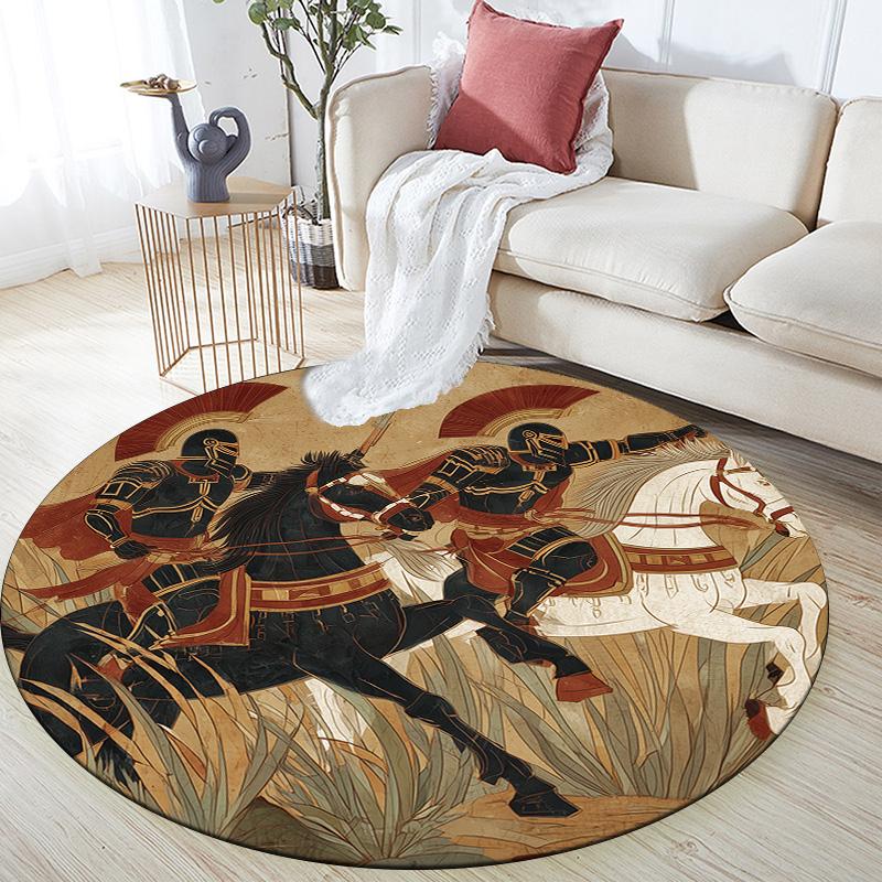 

Warrior Round Area Rug,Carpet Rug for Living Room Bedroom Sofa Playroom Decor,Non-slip Floor Mat 80cmx80cm